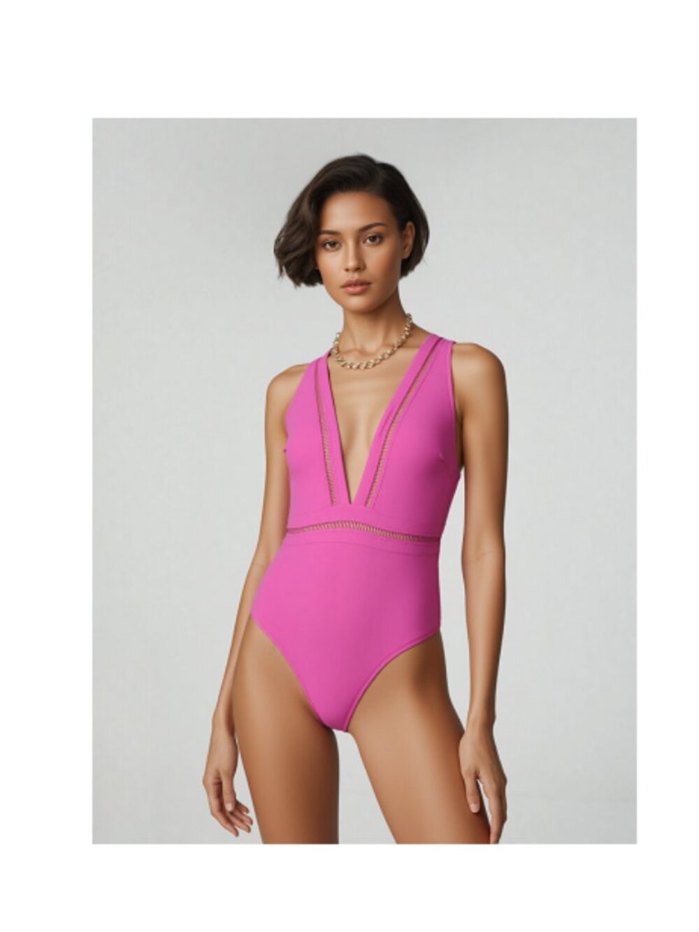 Starza Pointelle Deep V Swimsuit by Ted Baker